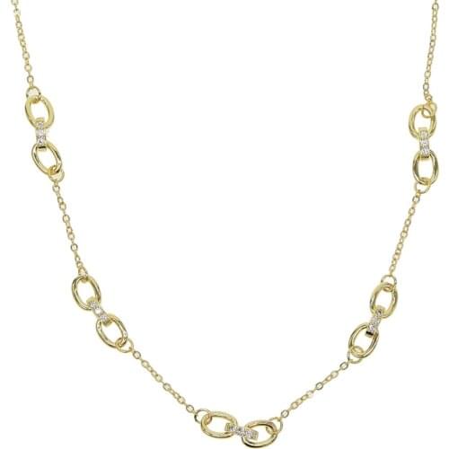 2019 high quality circle link chain with AAA cubic zirconia charm women necklace European Rock style gold color simple necklaces