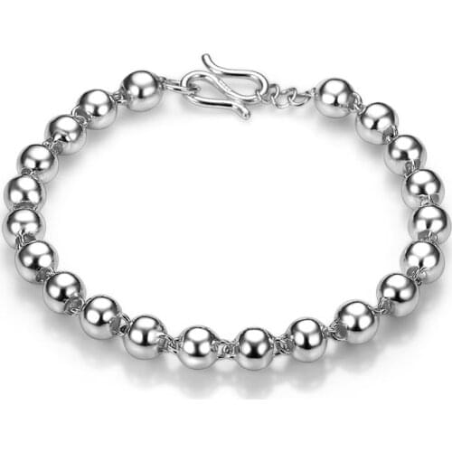Sinya 925 sterling silver Buddha beads bracelets for women or man beads diameter 4mm 5mm 6mm,length 16cm or 17cm