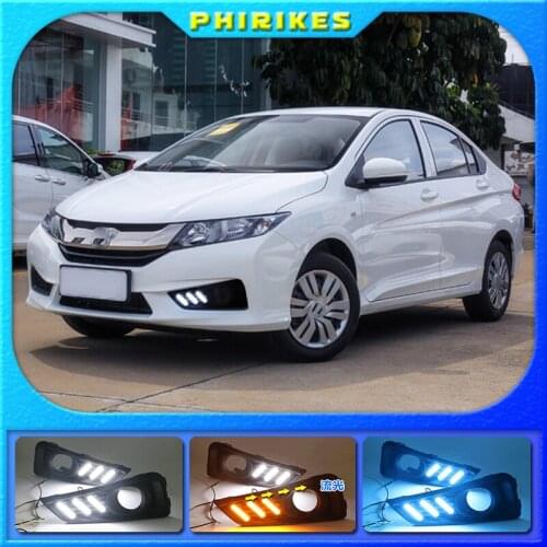 1 set for Honda City Grace 2015 2016 LED DRL with turn signal relay 12V Car daytime running lights Fog lamp Accessories