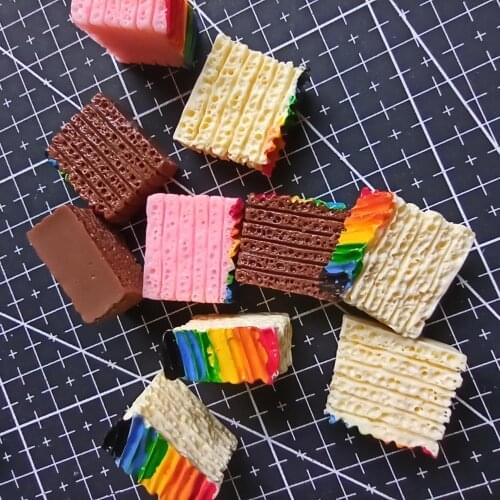 1pcs/lot resin flat back rainbow Waffles bread 20mm simulation of food Cabochon Scrapbook DIY phone decoration