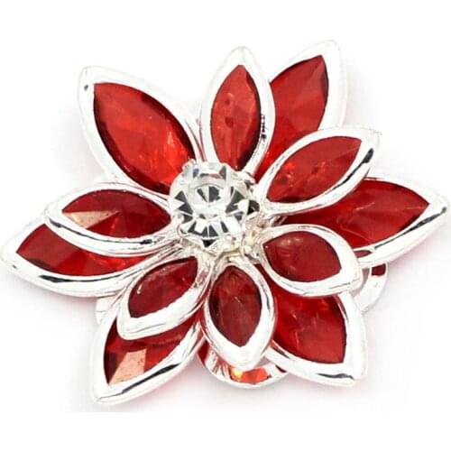 10PCs 3.5x3cm Silver Plated Red Flower Rhinestone Garment Accessories Embellishment Findings /Connectors Fit DIY Jewelry