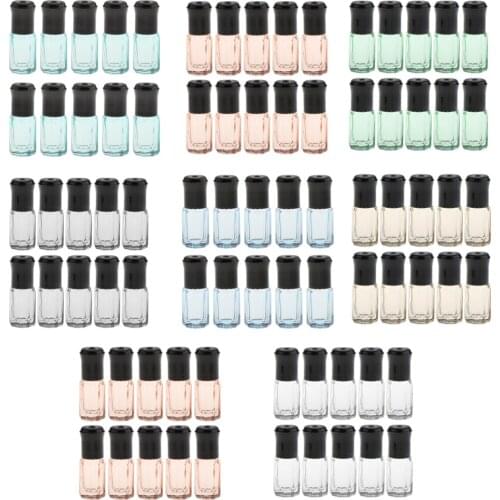 10pz Essential Oil Roller Glass Bottle Refillable Bottles With Black Cap For