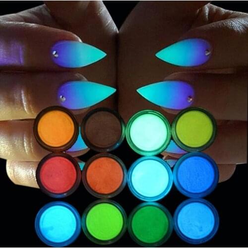 12 Colors Glow in The Dark Powder Skin Safe Epoxy Resin Luminous Pigment Nail Polish Slime Acrylic Paint Jewelry Making