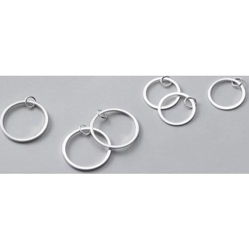 2pcs 925 Sterling Silver Simple Round Thin Circle Charms DIY Jewelry Findings 12mm 15.5mm S925 Silver Geometry Earring Pendants
