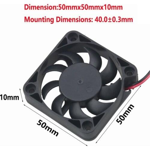 Gdstime 2 pcs 9 Blades 5V DC 50mm 50mm x 10mm Blow Radial Cooling Fan Hotend Extruder For RepRap 3D Printer