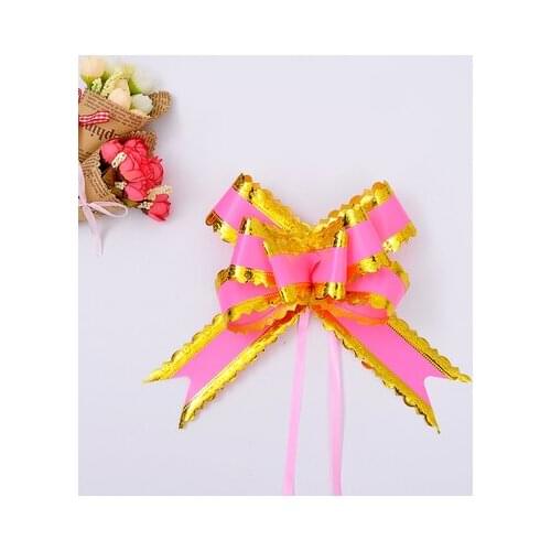 20pcs 5*75CM Gold Stamp Ribbon birthday Packing High Quality DIY Yarn Pull Bow Tie Christmas Wrapping Christmas Tree Decoration
