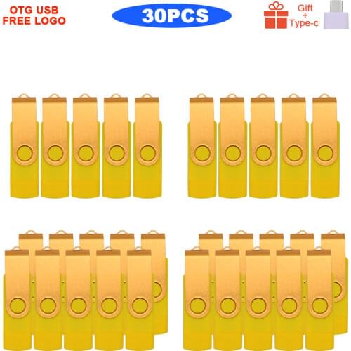 30pcs/lot Metal OTG 3IN1 pen drive 128GB 64GB Key usb flash stick 32GB pendrive 16GB cle usb 8GB usb flash drive gift free logo