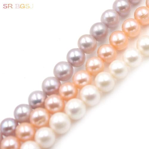 Free Shipping SR 6-7mm AAA Grade White Pink Purple Natural Round Freshwater Pearl Jewelry DIY Beads Strand 15