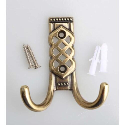 Bronze wall decoration hooks antique brass zinc alloy kitchen cabinet wall two hooks coat cap towel hooks