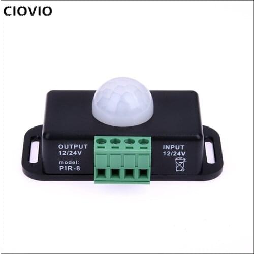 2PCS DC 12V 24V 8A Automatic Adjust PIR Motion Sensor Switch IR Infrared Detector Light Switch Module for LED Strip Light Lamp