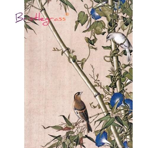 BRISTLEGRASS Wooden Jigsaw Puzzles 500 1000 Piece Flower Bamboo Giuseppe Castiglione Educational Toy Chinese Painting Home Decor