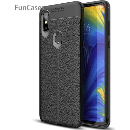 For Xiaomi Mi Mix 3 Case Silicone Shockproof Case Cover Luxury Leather Litchi Pattern Soft TPU Case for Xiaomi Mi Mix 3