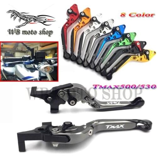 For Yamaha XP 530/500 T-MAX TMAX530 TMAX500 Gold Motorcycle CNC Aluminum Folding Extendable Brake Clutch Levers logo TMAX