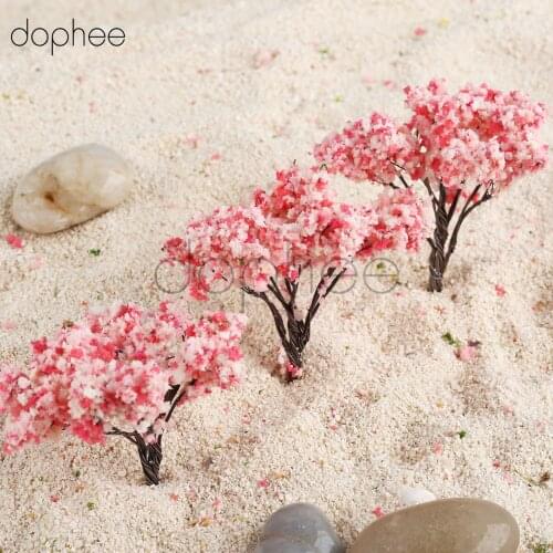 Dophee 20pcs Cherry Blossom Model trees 2.56inch (6.5cm) model landscape Miniatures Trees Building model