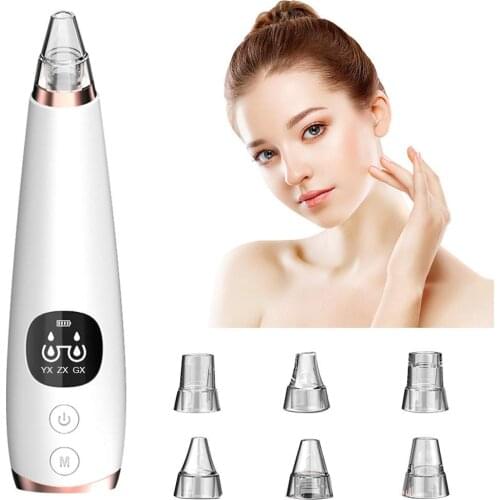 Blackhead remover pore vacuum - Electric Facial Pore Cleanser Suction Tool with LED Display-Suction Force 6 Replaceable Probes