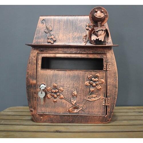 European mailbox pastoral iron mailbox soft decoration mailbox garden antique Pendant