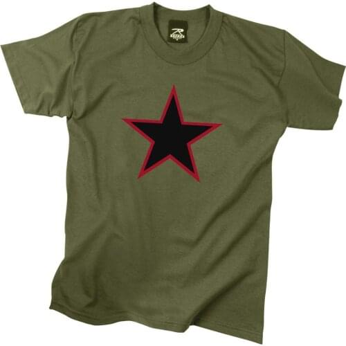 China Red Star T-Shirt Olive Drab 2020 Summer New Fashion Slim 100% Cotton Short Sleeve Printed Fitness Screen Printing T Shirts