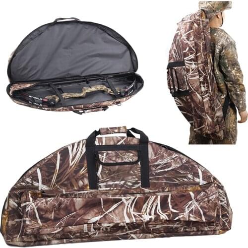 Hunting Archery Canvas Compound Bow Bag Holder Bow Carry Case With Arrow Quiver Pocket Handle & Straps