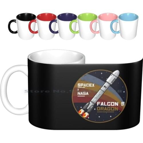 Falcon 9-Dragon Aerospace Ceramic Mugs Coffee Cups Milk Tea Mug Space X Crew Dragon Crew Dragon Spacex Crew Dragon Vintage