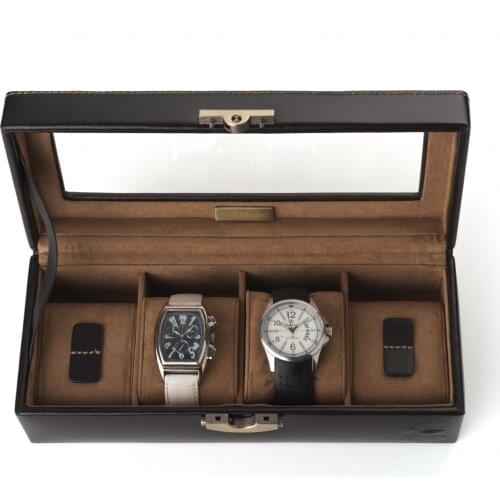 Leather Watch Box 4 Watches Brown Real Madrid