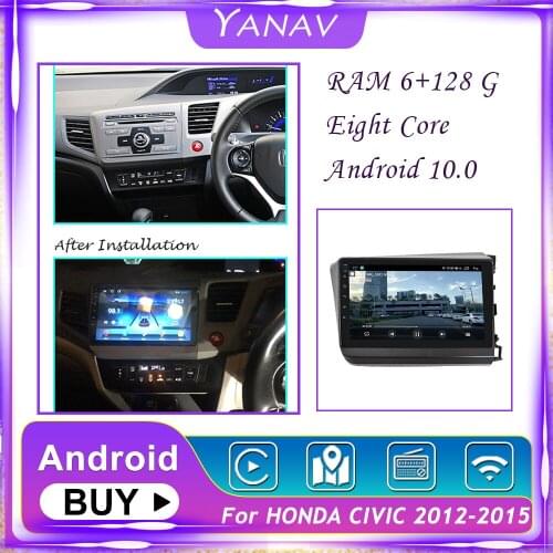 128G Android Car Radio For HONDA CIVIC 2012-2015 Right Hand Drive GPS Navigation Stereo Receiver Multimedia Player with Carplay