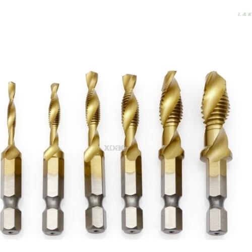 M3-M10 Hex Shank Titanium Plated HSS Hand Screw Thread Metric Plug Tap Drill Bits M04 dropship