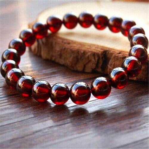 Fashion Stretch Bracelet Women 9mm Genuine Natural Wine Red Garnet Quartz Crystal Transparent Round Bead Charm Bracelet Femme