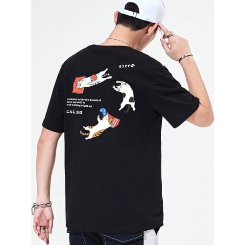 2021 Summer New T-shirt Men Fashion Cartoon Print Cotton Oversize Loose Tops Tee Harajuku Breathable Quality Mens Clothing