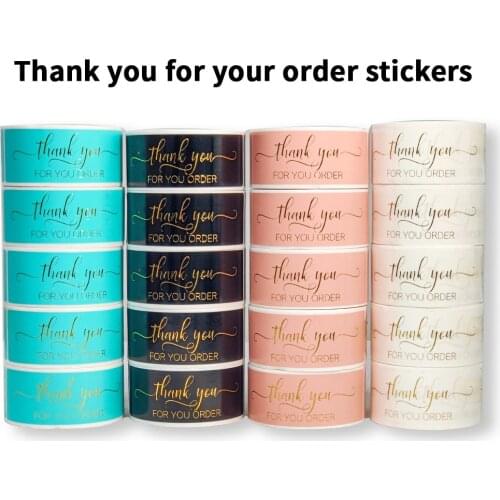 "Thank You For Your Order"Sticker For Pack Sealing Labels Sticker Black Pink Turquoise Transparent Gold Stationery Stickers Roll