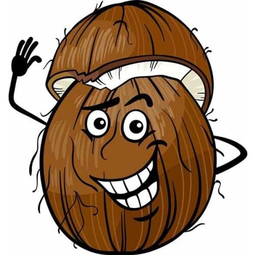 Decals for Funny Coconut Fruit Cartoon Vinyl Waterproof Car Stickers Bumper Body for Car Motorcycle Decoration Kk13*12cm