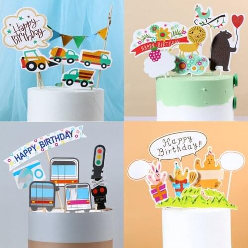 Multiple Style Baking Cake Decoration Cartoon Happy Birthday Supplies 1set Castle Happy Birthday Cupcake Kid Shower Cake Topper