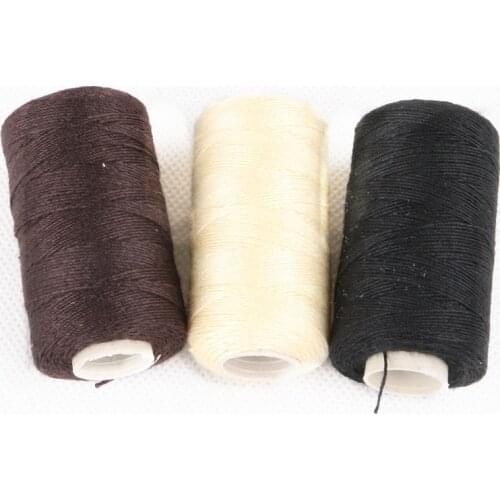 HARMONY 3 Pieces Black/Brown/Blonde 100m -110m Small Roll Cotton Thread for Hair Weaving Sewing Machine Line Polyester Thread