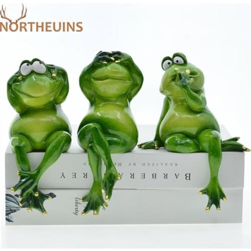 NORTHEUINS 3 Pcs Resin Creative Funny Frog Suit Animals Figurines Nordic Horse Decoration Accessories Modern Office Ornaments