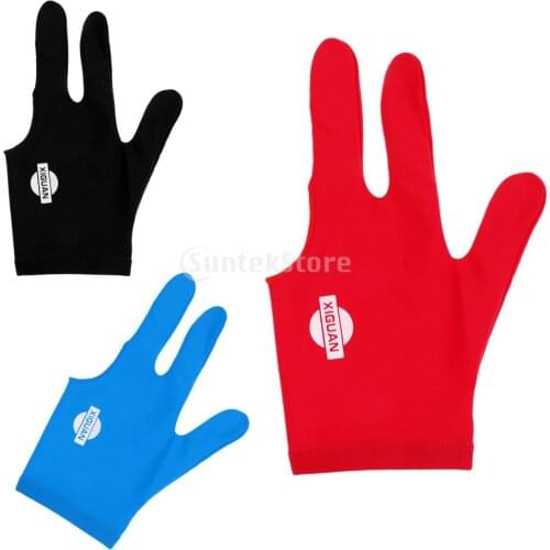 Spandex Snooker Billiard Cue Glove Pool Left Hand 3 Finger Accessory Pool Cue Sticks Glove - 3 Colors