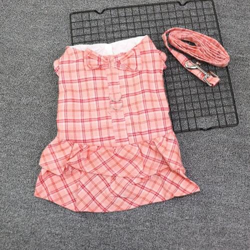 New Dog Cat Dress Shirt Floral&Bow with Matching Dog Leash Pet Puppy Skirt Spring/Summer clothes apparel 5 sizes 2 Colours