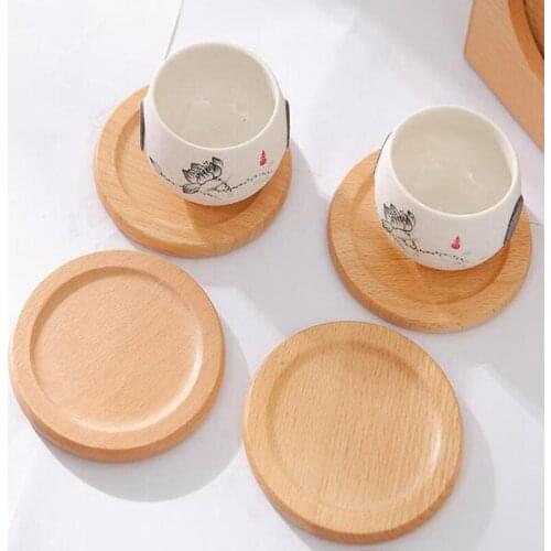 Beech Wood Coasters Cup Coffee Tea Cup Pads Drinking Mats Teapot Drink Coaster For Home Decor Bar