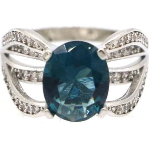 13x12mm SheCrown 2021 Daily Wear Created Pink Tourmaline White CZ Gift For Sister Silver Rings