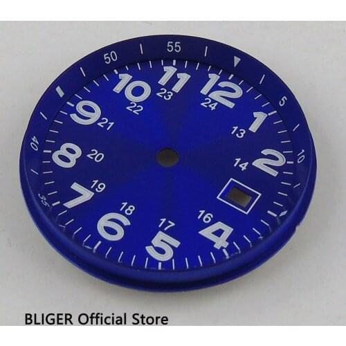 BLIGER 33MM Blue Sterile Watch Dial Fit for ETA 2824 2836 MIYOTA 8215 8205 Automatic Movement Luminous Marks D112