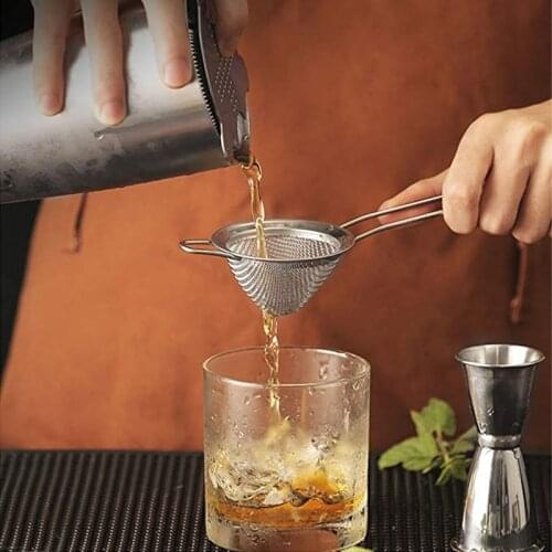 4 Sizes Stainless Steel Fine Mesh Cocktail Strainer Colander Sifter Sieve Bar Tool Whiskey Vegetable Scraper Filter Spoon