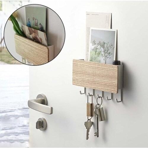 Nordic Wall-hung Type Wooden Decor Wall Shelf Sundries Storage Box Hanger Organizer Key Rack Wood Wall Shelf Hanging
