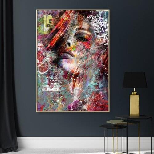 Modern Abstract Wall Pictures Fashion Women Portrait Canvas Painting Wall Art Poster Print Decorative For Living Room Home Decor