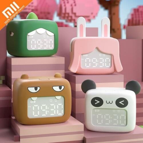 Xiaomi LED Alarm Clock Voice Press Sensor Night Light Charging Night Lamp Bedroom Desk Lamp Countdown Cute Cartoon Children Gift