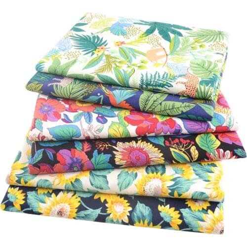 Booksew Flowers Printed Fabrics Soft Poplin Cotton For Sewing Dress Quilt Clothes Textile Handicraft Needlework Per Half Meters