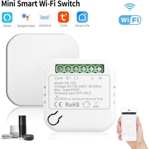 10A Tuya Wifi Mini Diy Smart Interrupter Supports Dual-Control Mobile Phone Remote Control Hidden Mini Diy Smart Interrupter