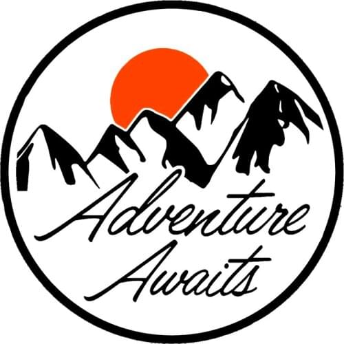 16*16cm Adventure Awaits Vinyl Sticker Camping Hiking Outdoors Car Accessories Motorcycle Helmet Car Styling