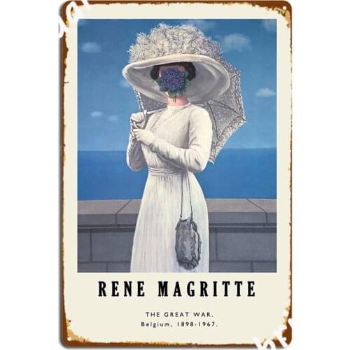 Vintage Poster Rene Magritte The Great War Metal Plaque Poster Design Club Wall Decor Kitchen Tin Sign Poster