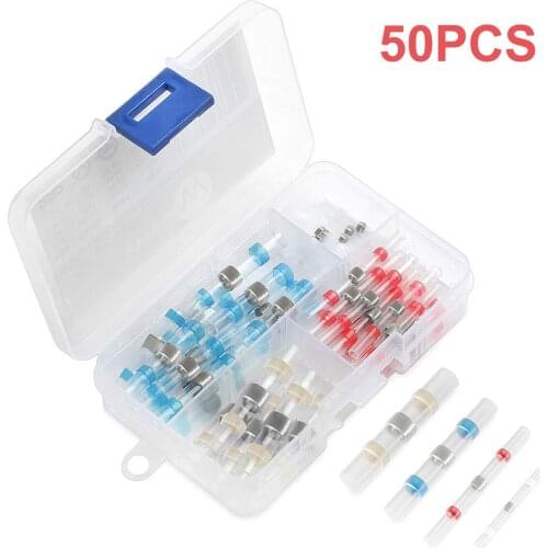 50 PCS/Set Copper Tin Plated Waterproof Solder Seal Wire Connector Cable Terminal Kit