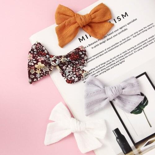 Baby Girls Hair Clips Jacquard Fabric Bow Barrette For kids Polka Dot Hairpin Cotton Linen Side Clip Children Vocation