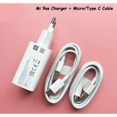 Original Xiaomi Mi 9 SE Charger QC3.0 Fast Charging Power Wall Adapter Micro/Type C Cable For Redmi Note 8 Pro 9S Max 3 Poco X3