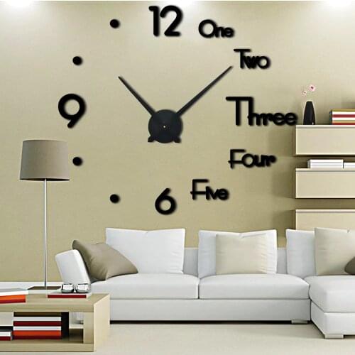 3D DIY Large Wall Clock Modern Design Silent Wall Sticker Clock Acrylic Mirror Self adhesive Wall Clocks Living Room Home Decor